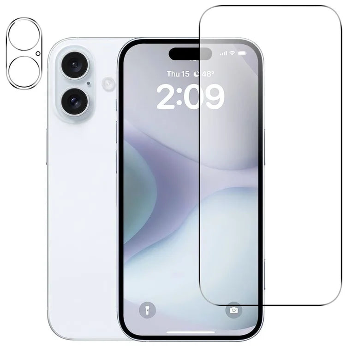 For iPhone 16 Tempered Glass Screen Protector + Full Coverage Camera Lens Protector